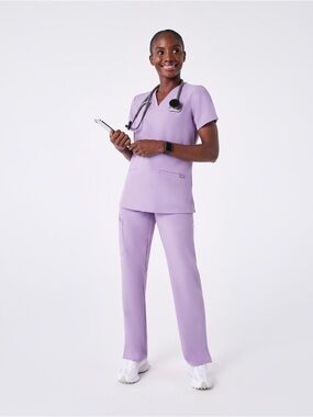 Women’s Figs Scrub Top Casma Three-Pocket Sz XXL Lavender Dew PO2487
